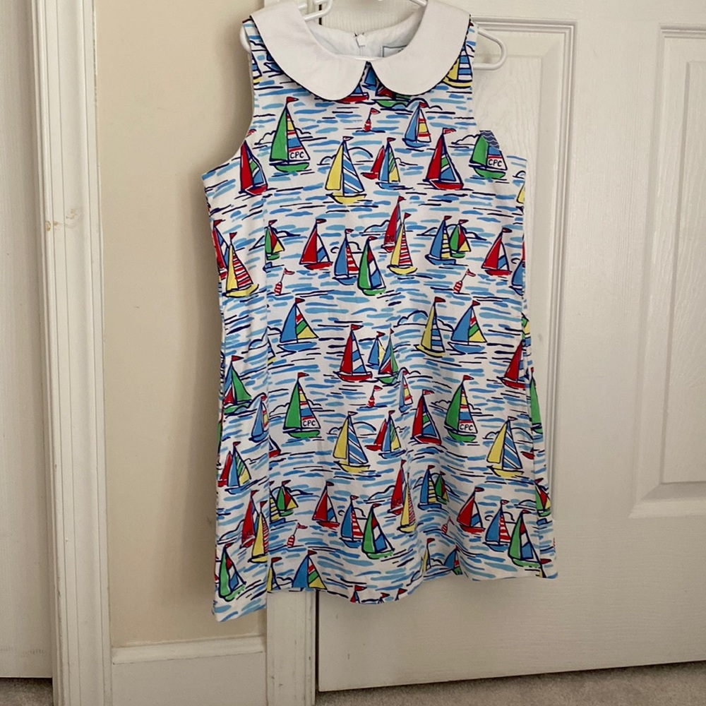 NWT Classic Prep Childrenswear Maddie Dress sz 8 rainbow Fleet Print